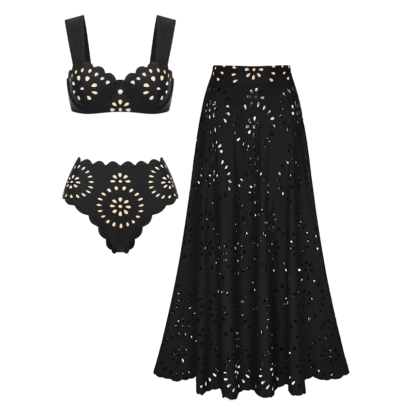 Underwire Black CutoutSwimsuit Set(s)