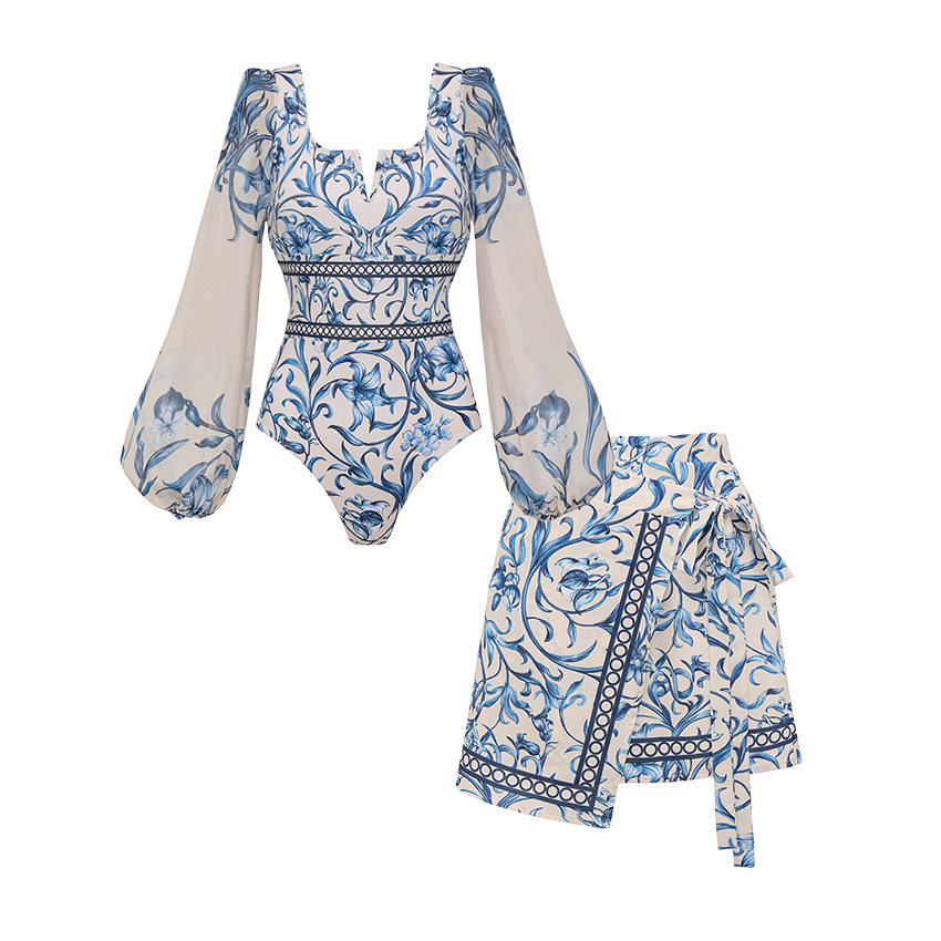 [Copy][Copy][Copy][Copy]Backless Lemon Printed Swimsuit Set(s)