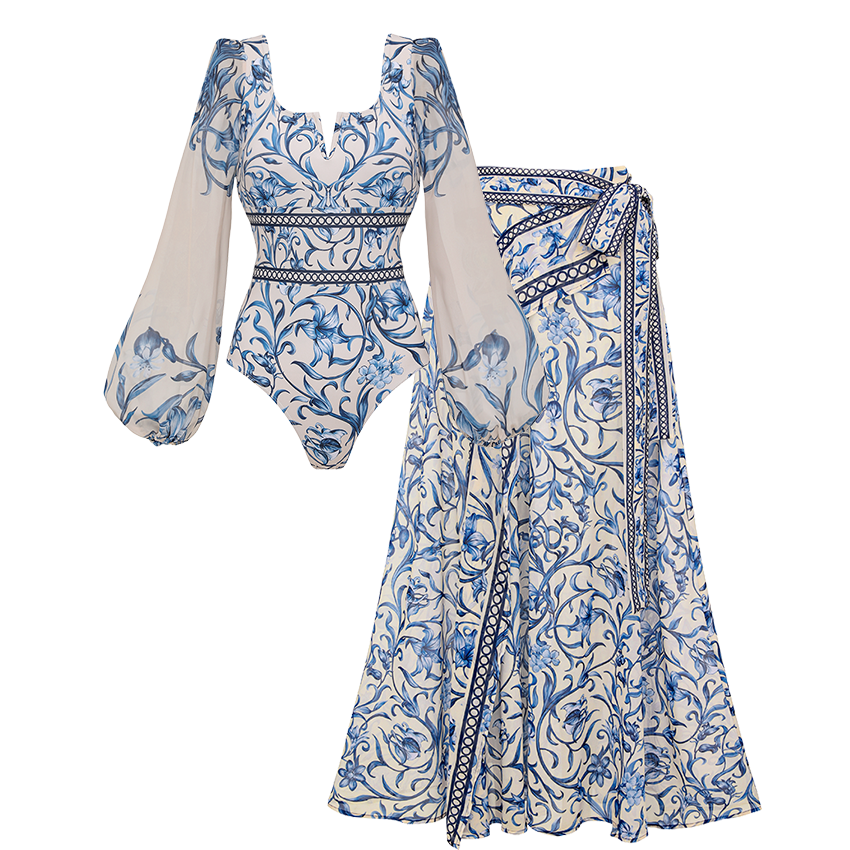 [Copy][Copy][Copy][Copy]Backless Lemon Printed Swimsuit Set(s)