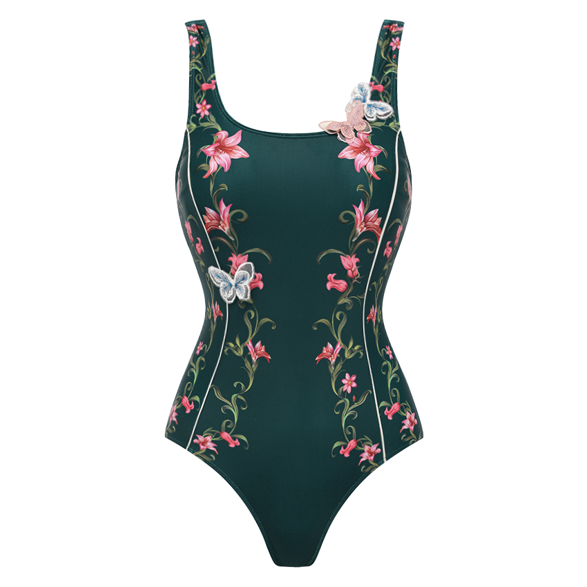 [Copy]Sling Classic Majolica Series Pattern Print One Piece Swimsuit and Skirt or Shorts