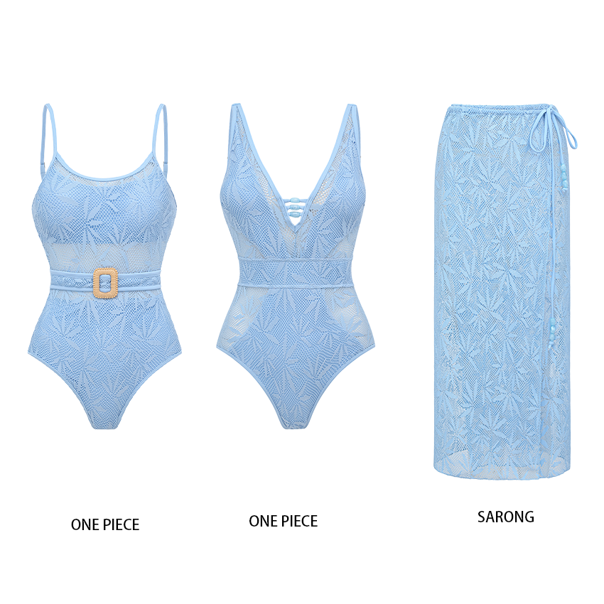 Blue Lace Hollow Out Swimsuit Set(s)