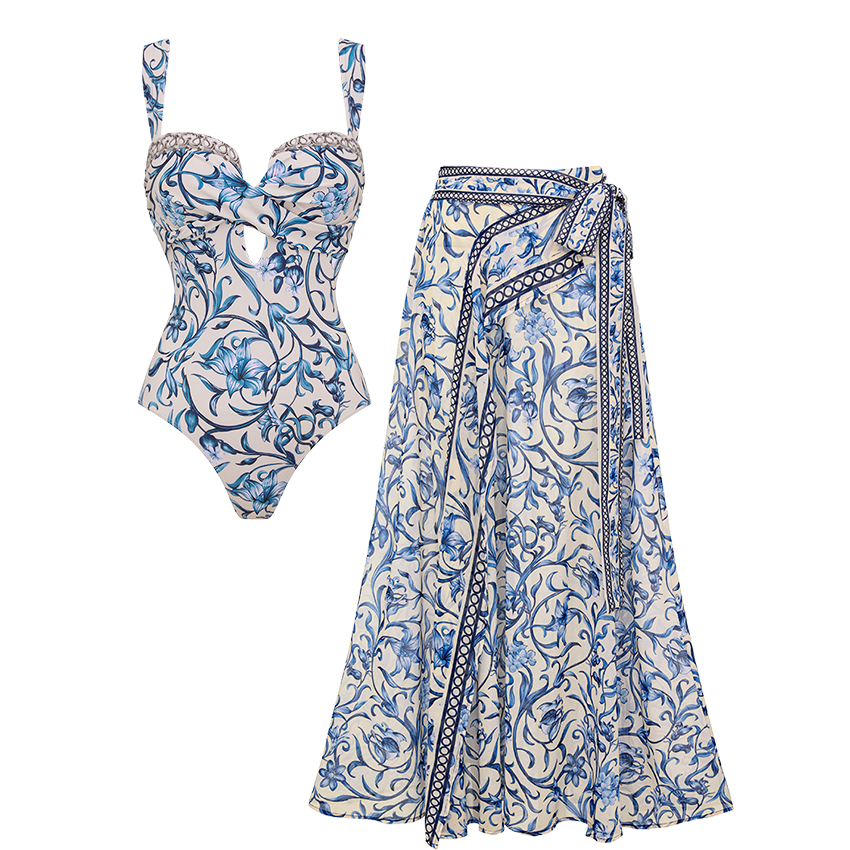 [Copy][Copy][Copy]Backless Lemon Printed Swimsuit Set(s)