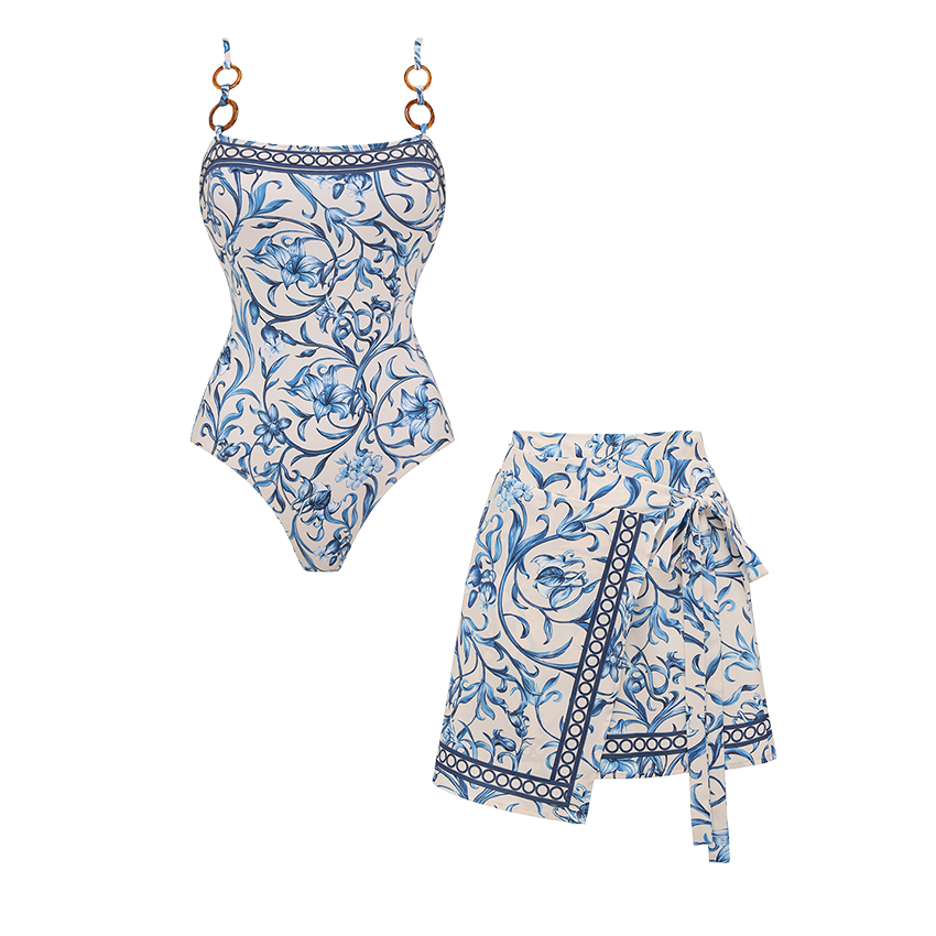 [Copy]Backless Lemon Printed Swimsuit Set(s)