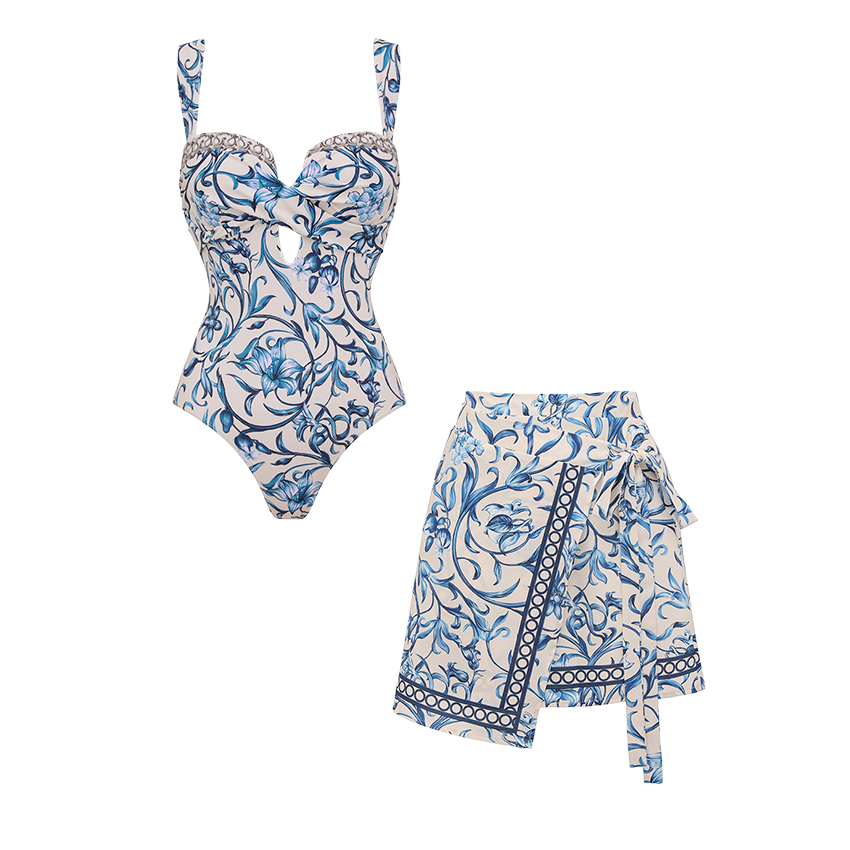 [Copy][Copy][Copy]Backless Lemon Printed Swimsuit Set(s)