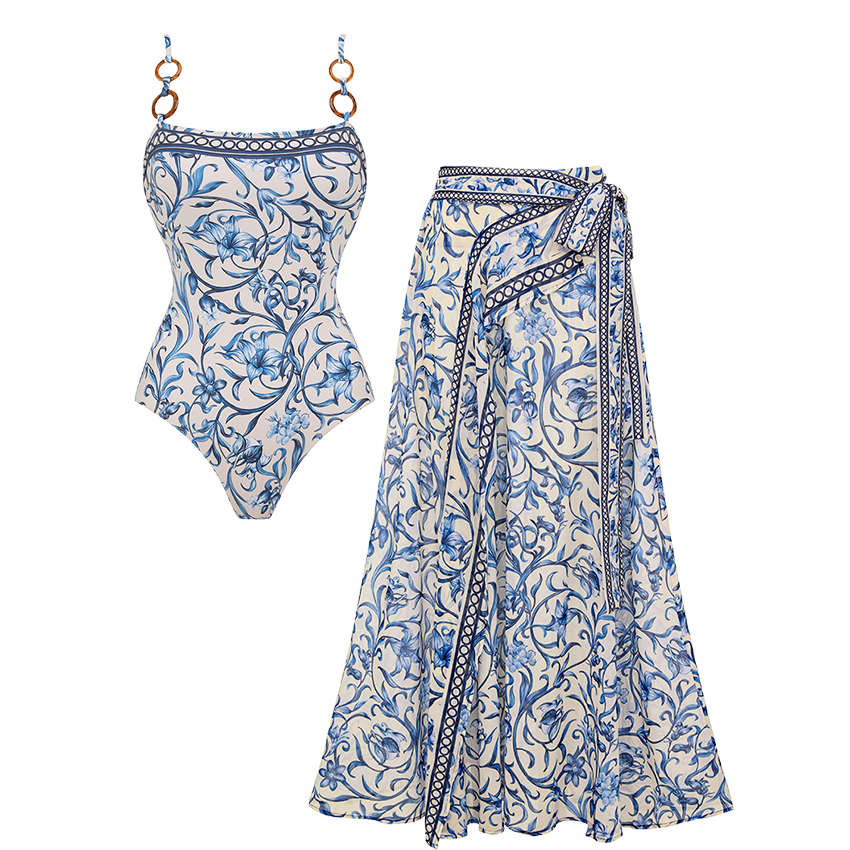 [Copy]Backless Lemon Printed Swimsuit Set(s)