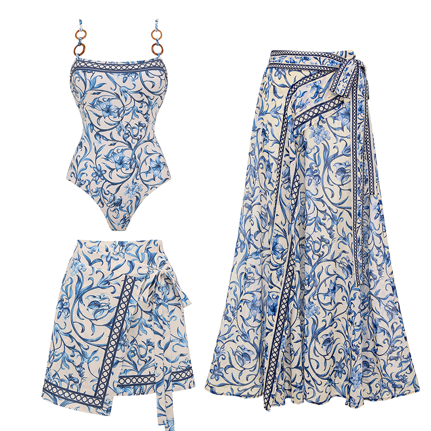 [Copy]Backless Lemon Printed Swimsuit Set(s)