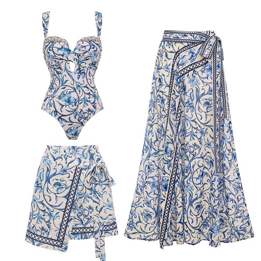 [Copy][Copy][Copy]Backless Lemon Printed Swimsuit Set(s)