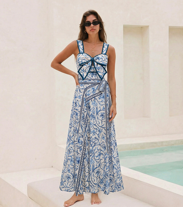 Bowknot Lily Printed Swimsuit Set(s)