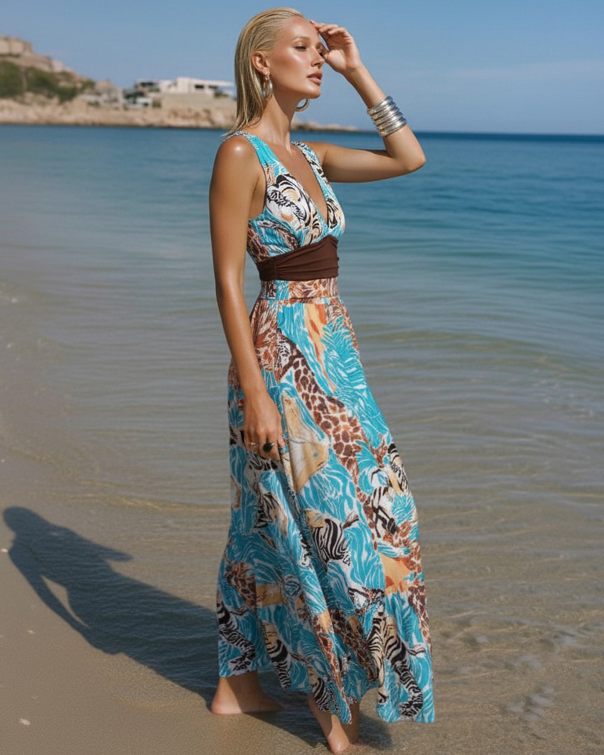 V Neck Animal Print Swimsuit Set(s)