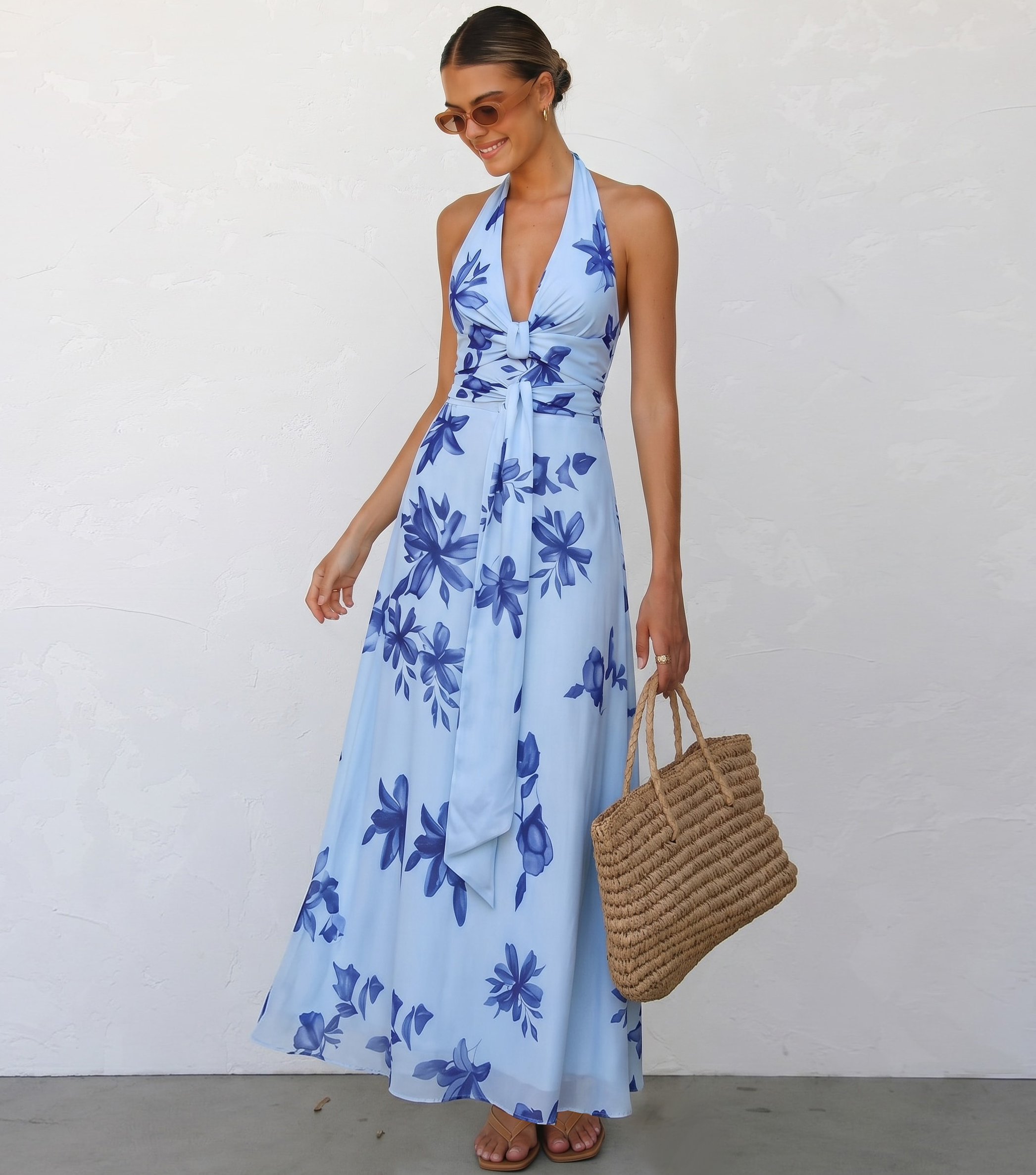 V Neck Lily Printed Swimsuit Set(s)