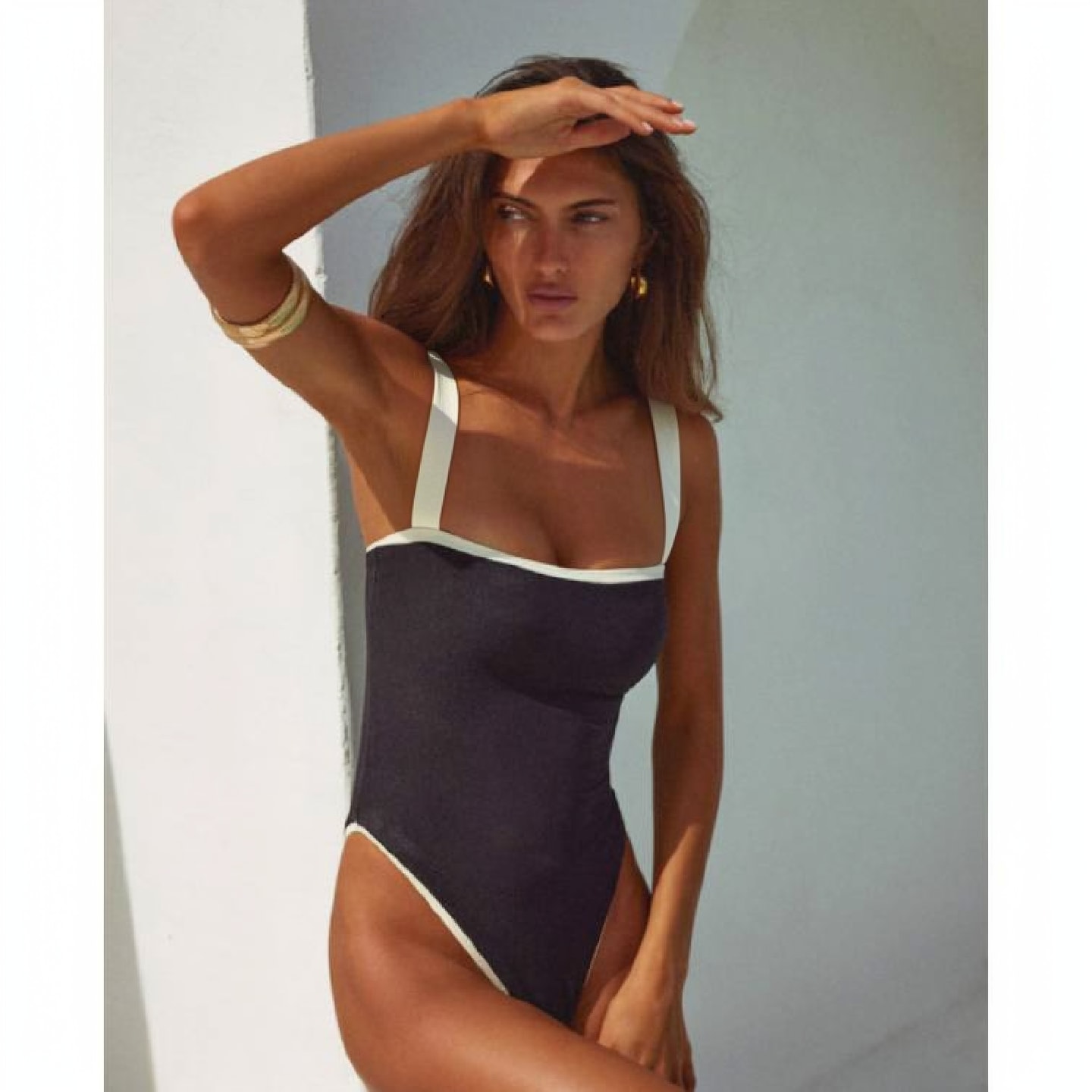 Plus Size Color Block One Piece Swimsuit