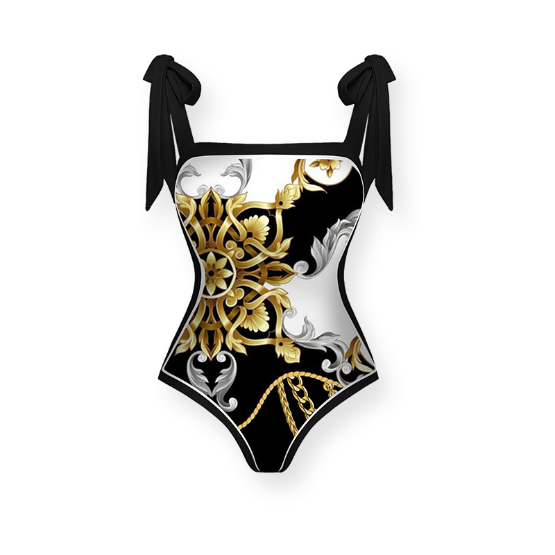 Reversible Tie-shoulder One Piece Swimsuit and Sarong Flaxmaker