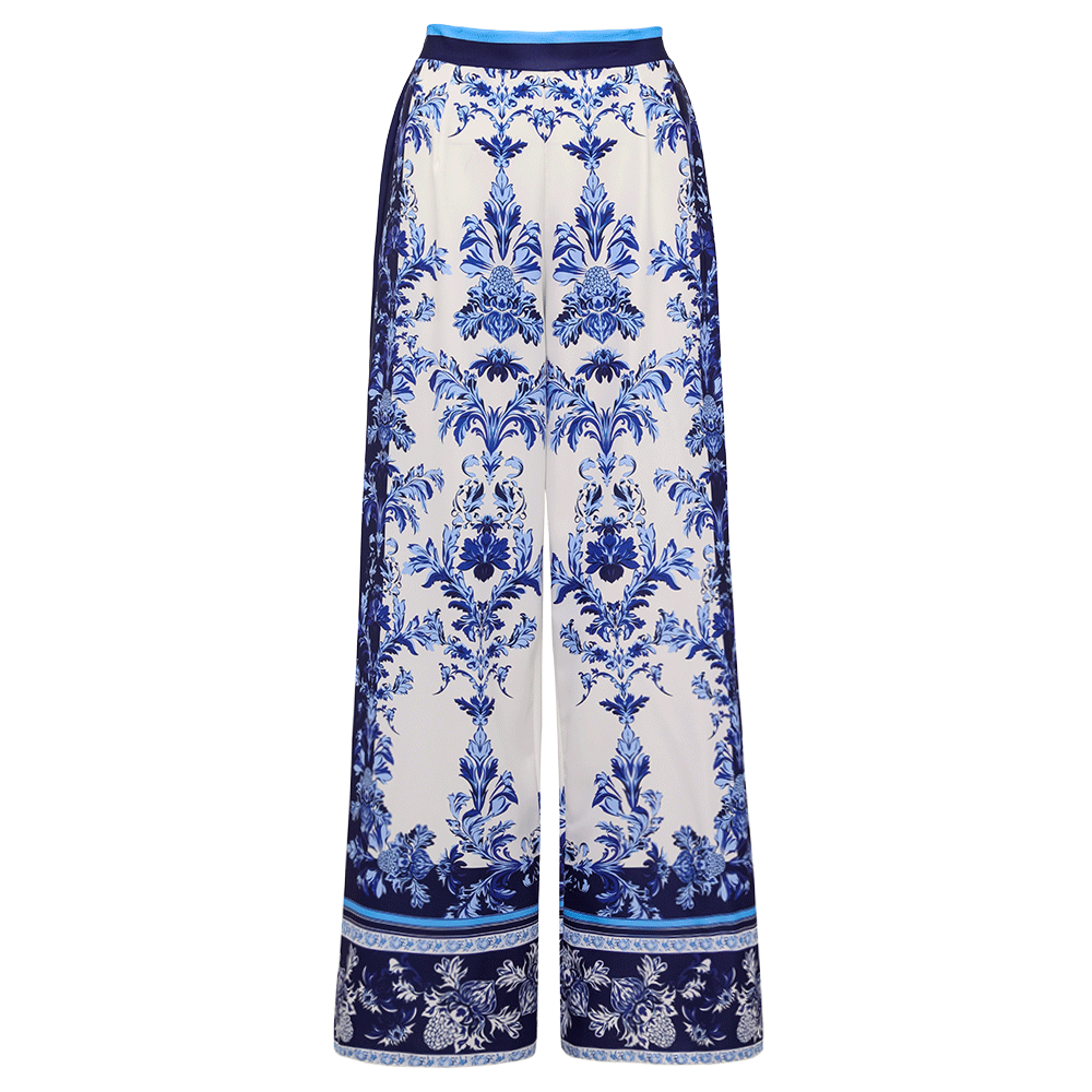 Long Sleeve Flower Color Block Print One Piece Swimsuit and Skirt/Pants