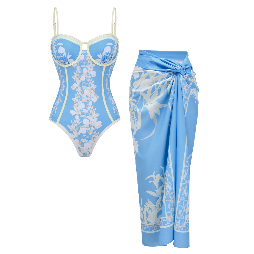 [Copy]Dark Cyan Slim & Sculpt Floral Swimsuit Set(s)