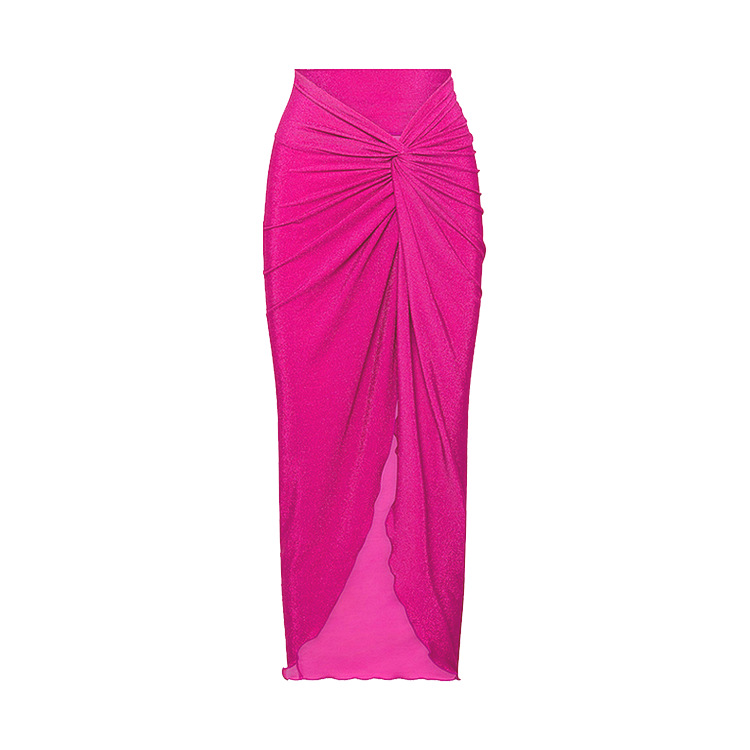 Mesh Hollow Long-sleeved Net Yarn Splicing One Piece Swimsuit and Sarong