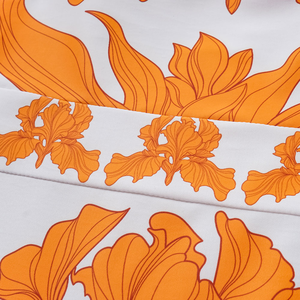 One Shoulder Iris Print One Piece Swimsuit and Pants