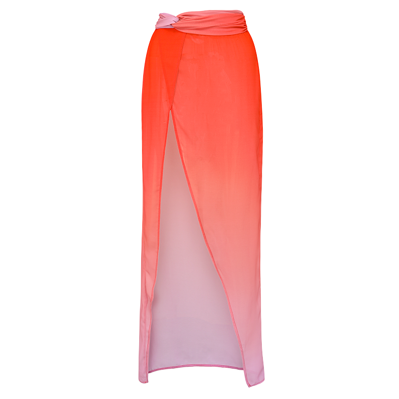 Bow Front Cut Out Color Block One Piece Swimsuit and Skirt Flaxmaker