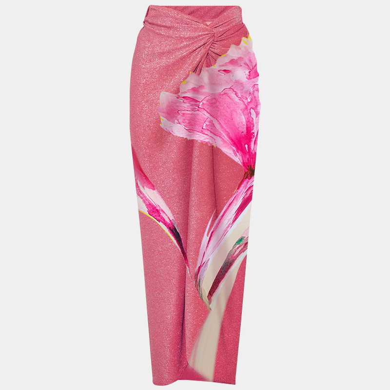 3D Flower Printed One Piece Swimsuit and Skirt