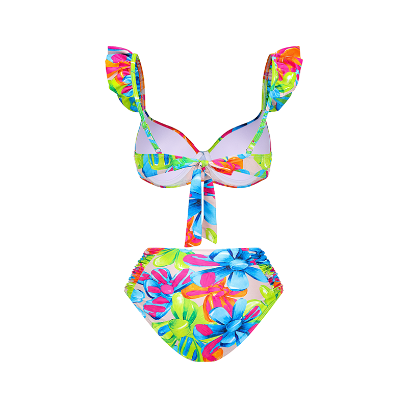 Plus Size Floral Printed Bikini Swimsuit and Skirt