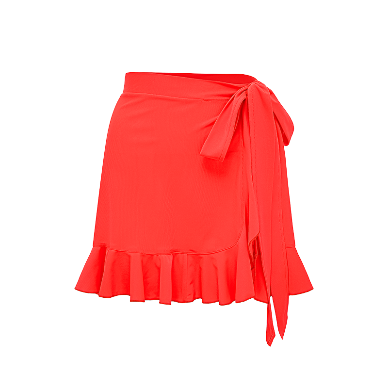 Bow Front Cut Out Color Block One Piece Swimsuit and Skirt Flaxmaker