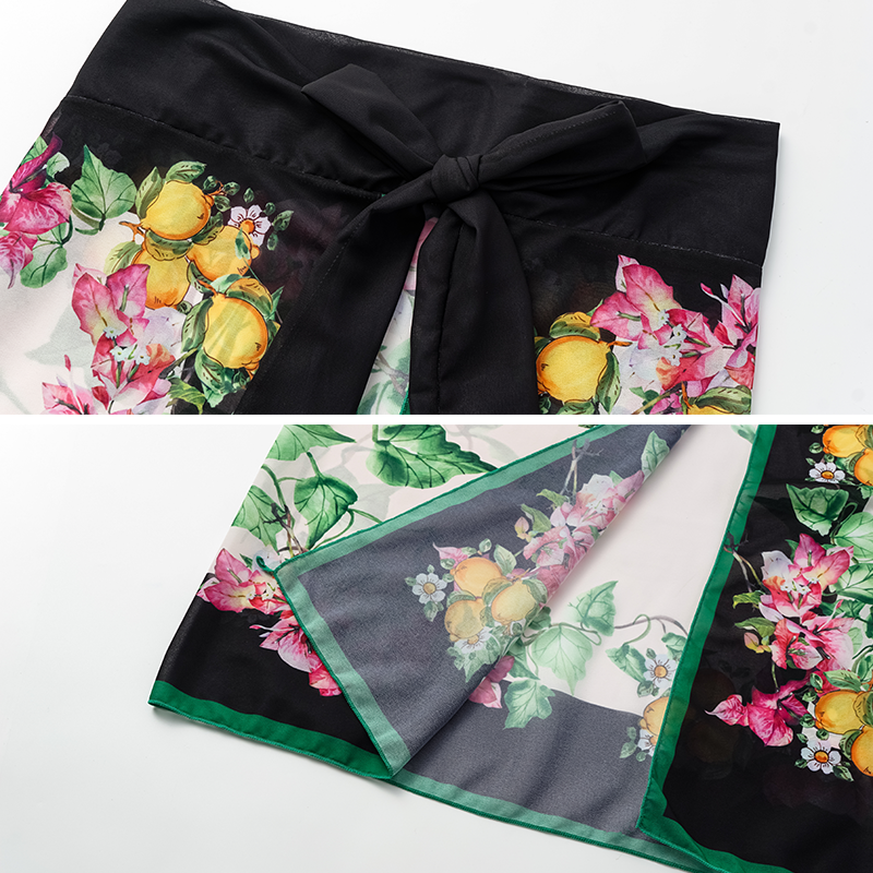 Sequin Embroidered Bird One Shoulder Printed One Piece Swimsuit and Sarong or Skirt Flaxmaker