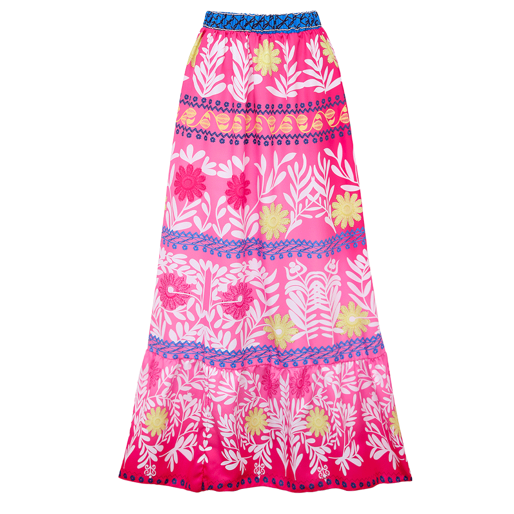 V Neck Ruffle Printed One Piece Swimsuit and Skirt