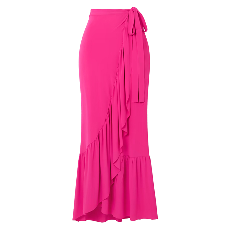 Bowknot Pink Bandeau One Piece Swimsuit and Skirt Flaxmaker