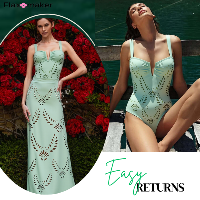 Hollow Out One Piece Swimsuit and Skirt