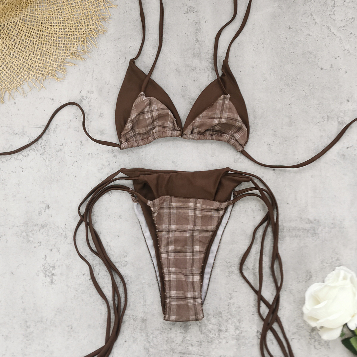 Sexy Gingham Print Bikini