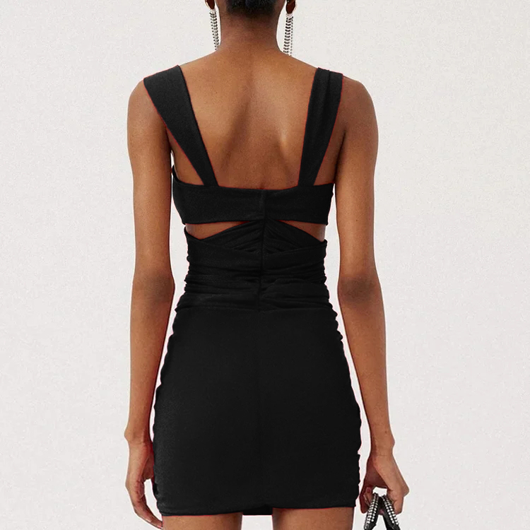 Flaxmaker Black 3D Flower Cutout One Piece Swimsuit and Skirt