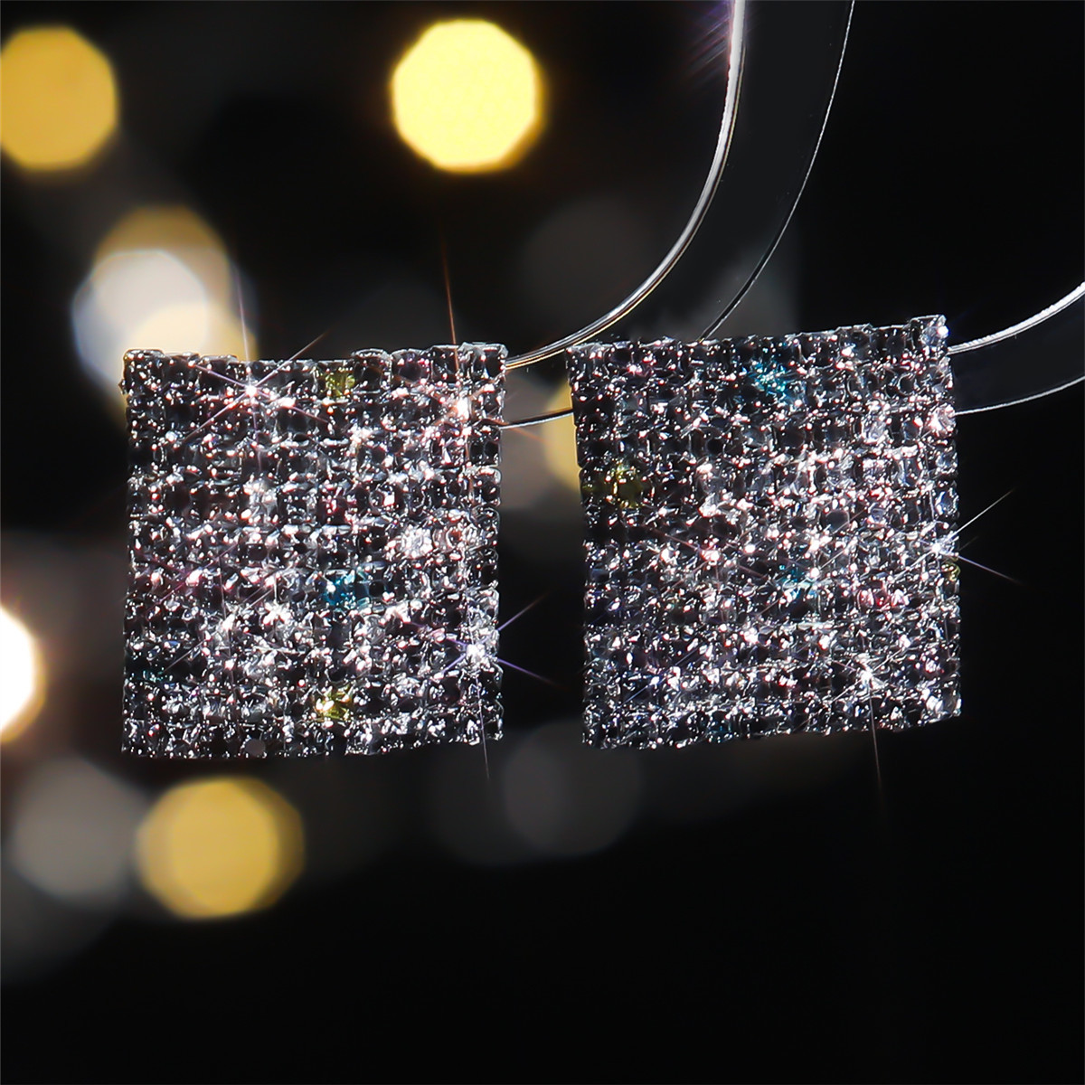 Square Rhinestone Stud Earrings