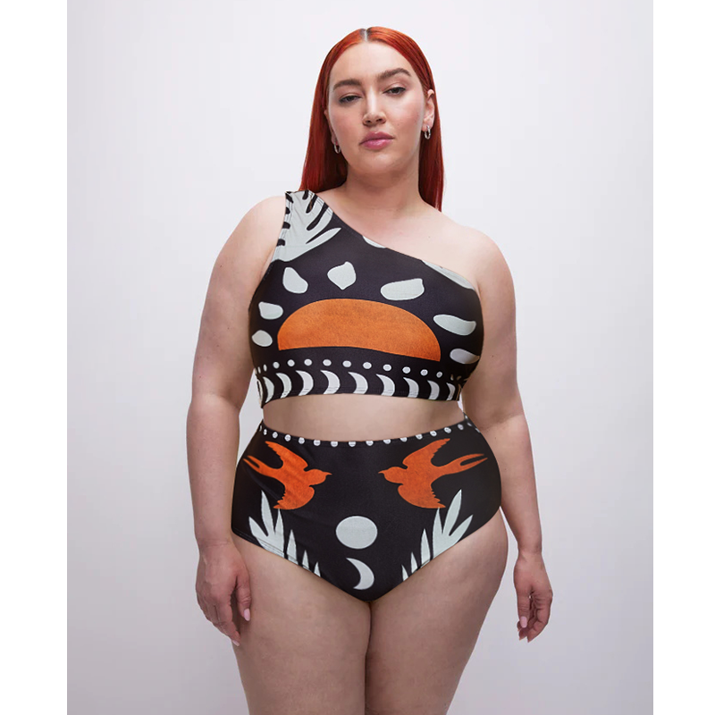 One Shoulder High Waist Bikini Swimsuit and Pants or Skirt Flaxmaker