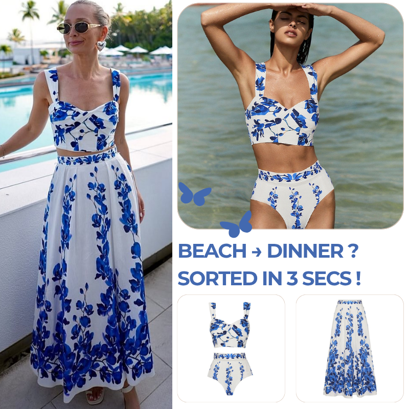 Printed Bikini Swimsuit and Skirt