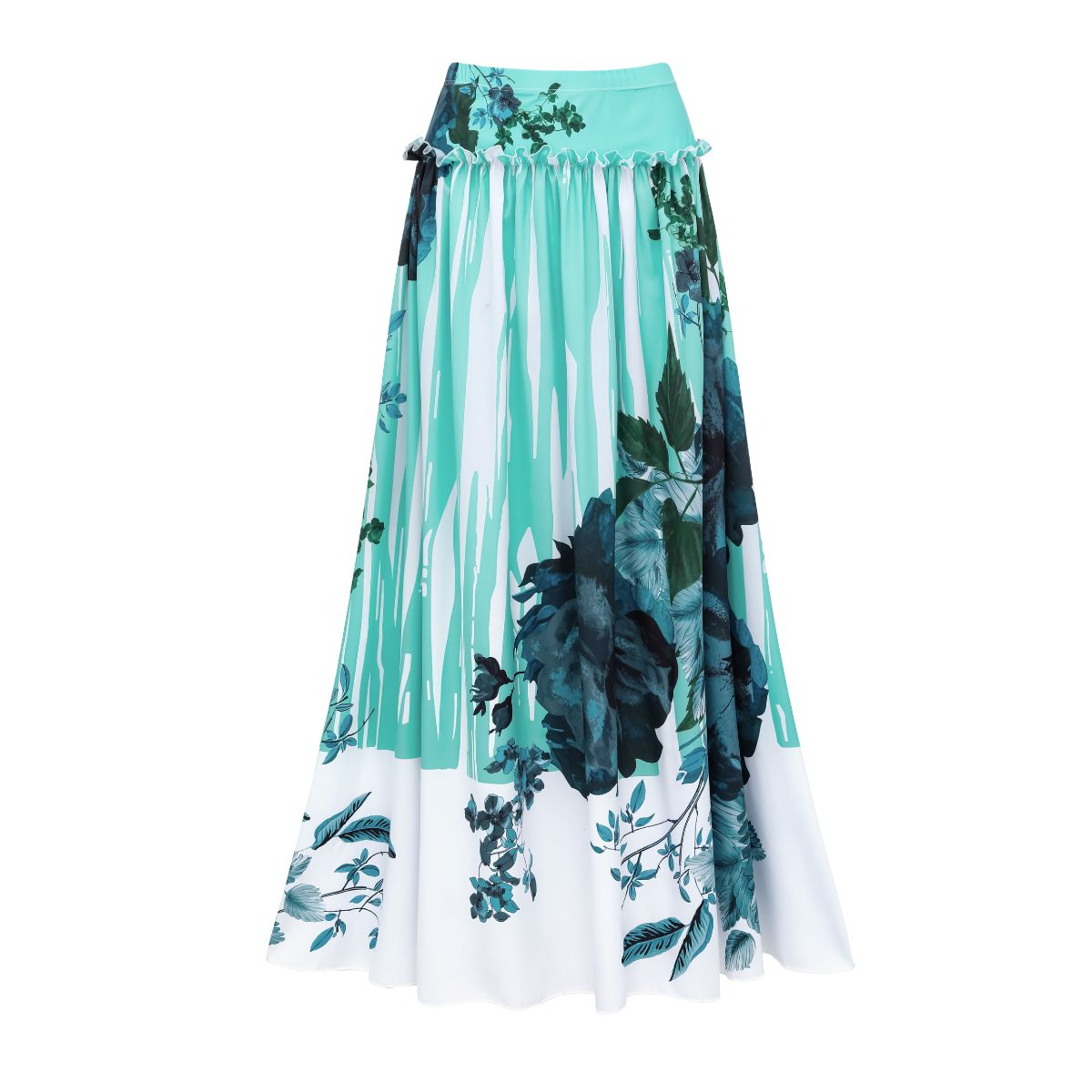 Blossom Print One Piece Swimsuit and Skirt