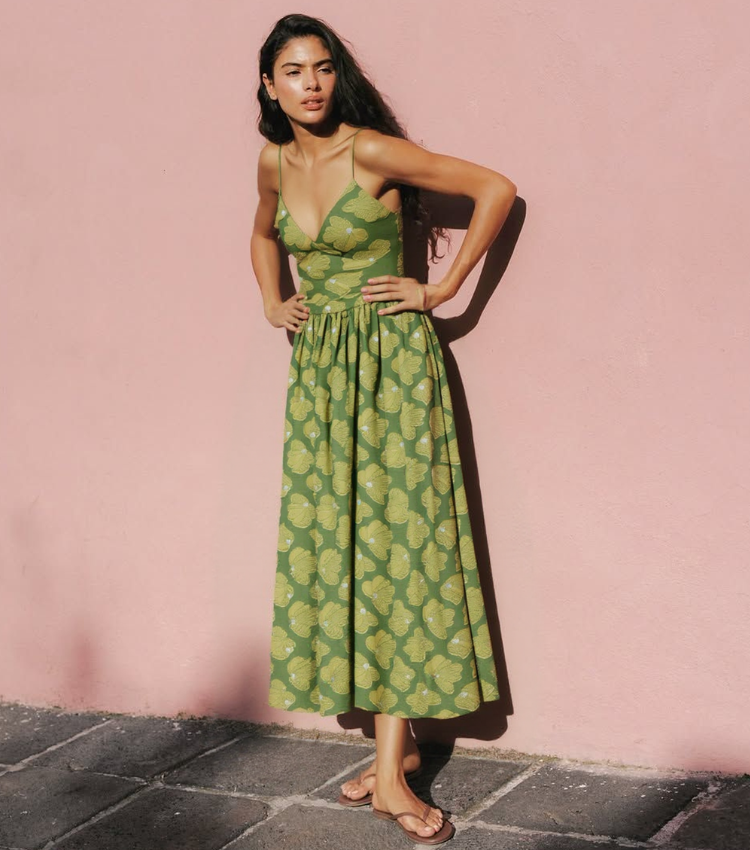 Olive Drab printing V-neck Swimsuit Set(s)