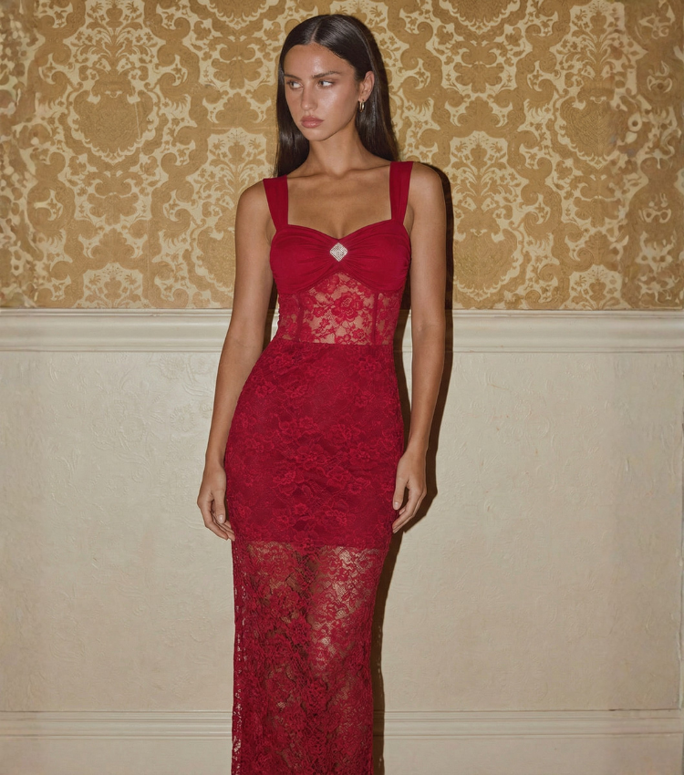 Red Lace Patchwork Swimsuit Set(s)