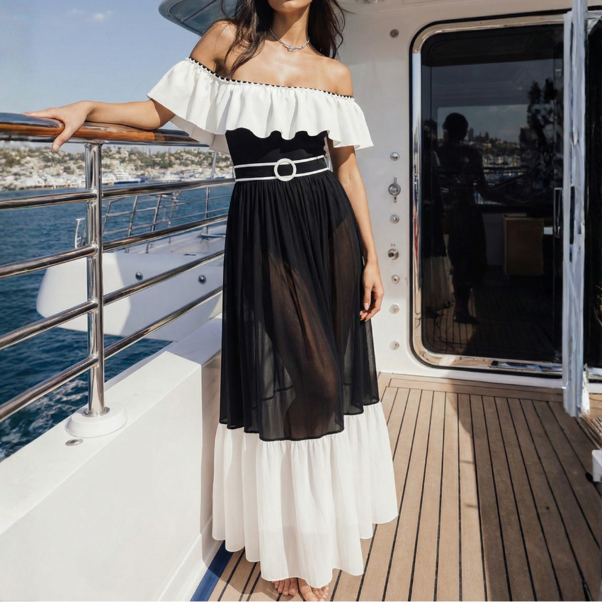 Black and White Color Blocking Swimsuit Set(s)