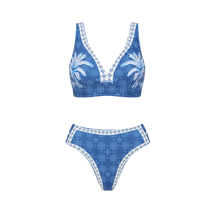 [Copy][Copy][Copy][Copy]Sling Mesh Paneling Flower Print Red Swimsuit Set(s)