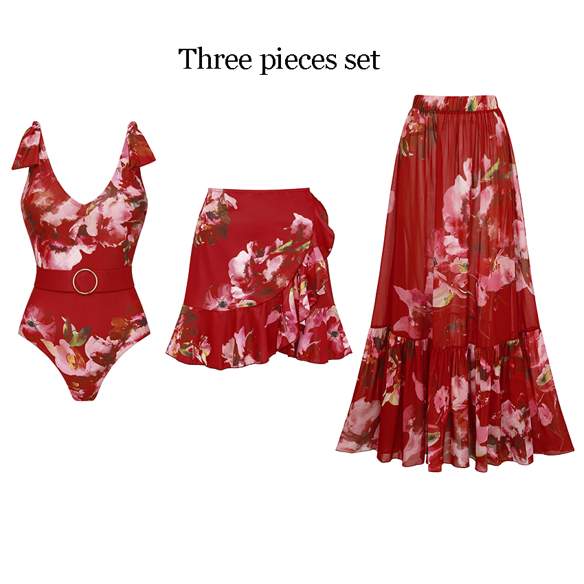 [Copy][Copy][Copy][Copy] Adjustable shoulder straps Green Print Swimsuit Set(s)