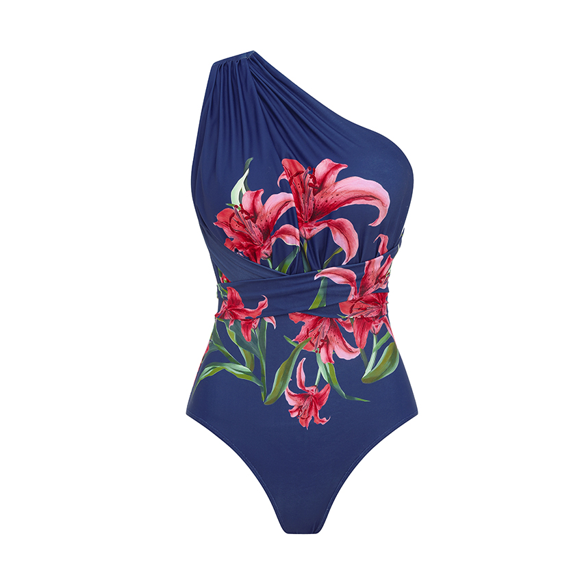 V Neck Iris Print Various Ways To Wear Swimsuit Set(s)