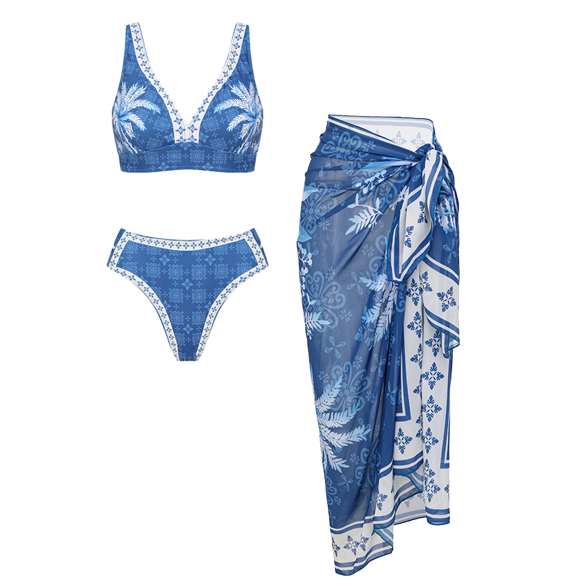 [Copy][Copy][Copy][Copy]Sling Mesh Paneling Flower Print Red Swimsuit Set(s)