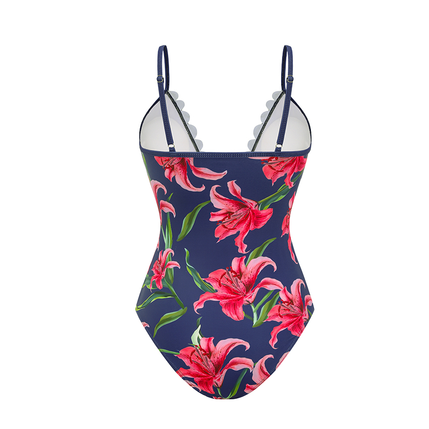 Adjustable Shoulder Straps Blue Print Swimsuit Set(s)