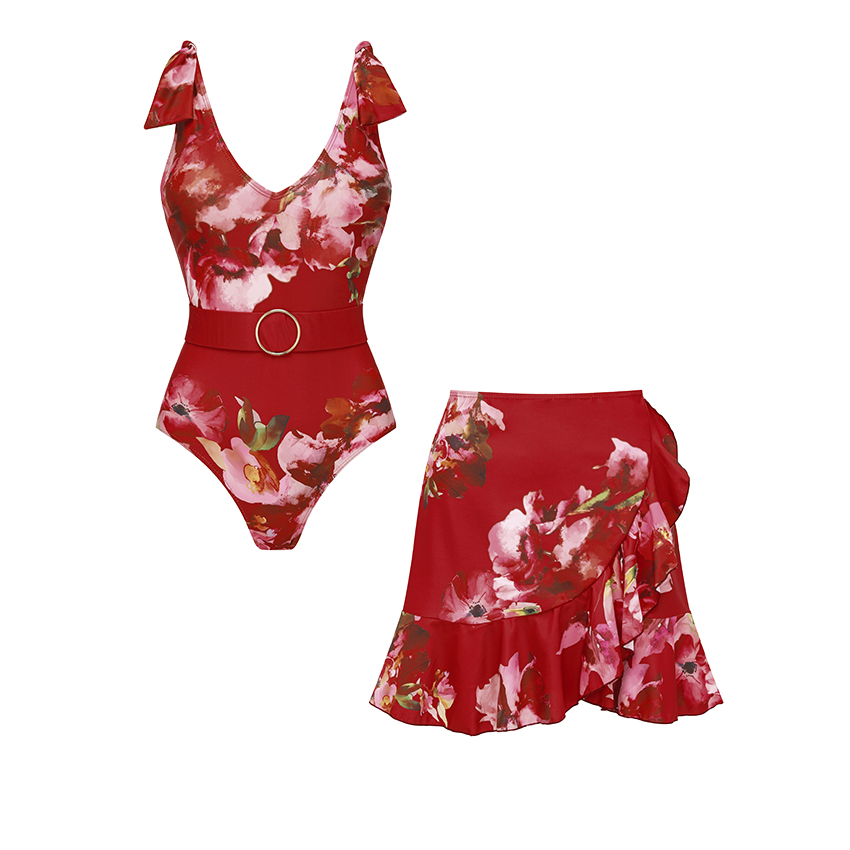 [Copy][Copy][Copy][Copy] Adjustable shoulder straps Green Print Swimsuit Set(s)