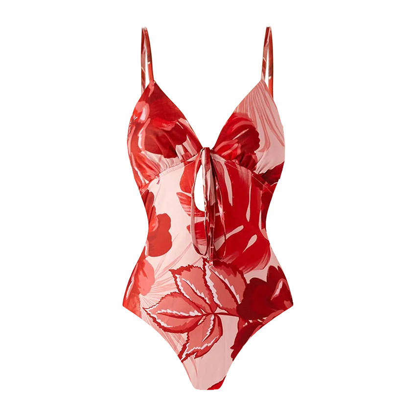 Red Peony Print Swimsuit Set(s)