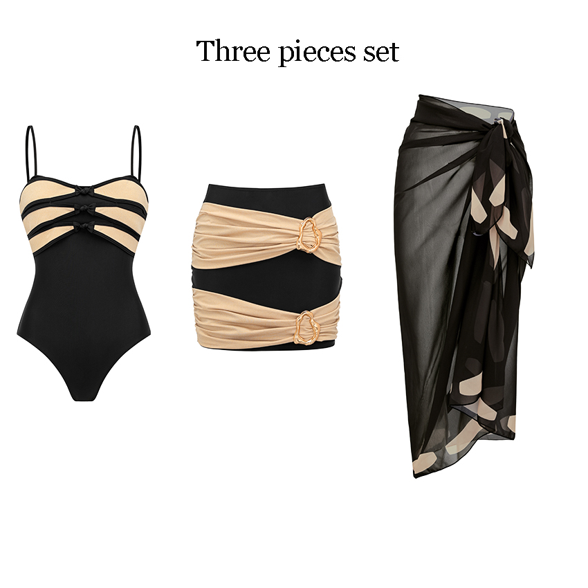 [Copy]V Neck White Laser Cutting Flower Cut Out Swimsuit Set(s)