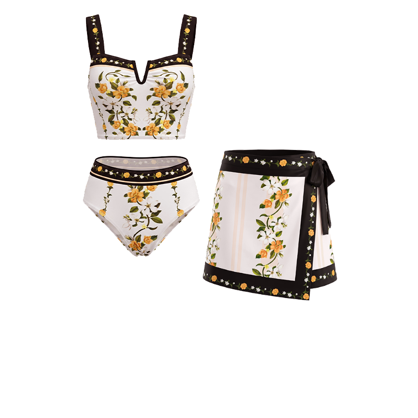 [Copy]Blush Pink & Teal Floral Two-Piece Print Swimsuit Set(s)