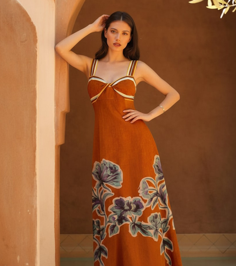 Placement Print Sleeveless Dress