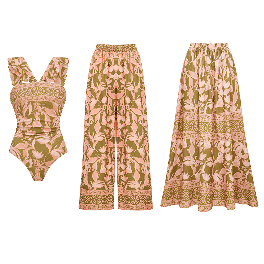 [Copy][Copy][Copy][Copy]V Neck Blue Paisley Print Swimsuit Set(s)