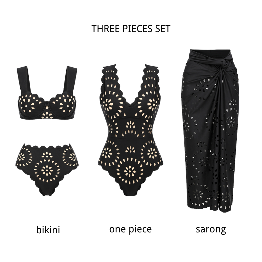 Underwire Black CutoutSwimsuit Set(s)