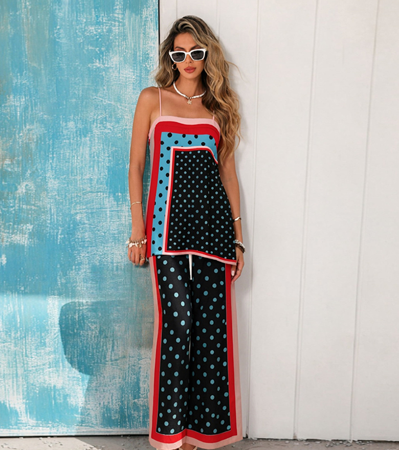 Spaghetti Strap Printed Two-Piece Set